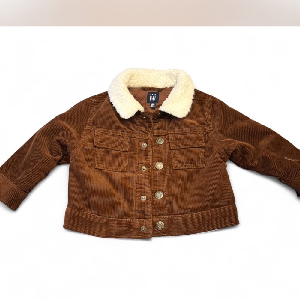 GAP Brown and Cream Jean Jacket with Corduroy Texture